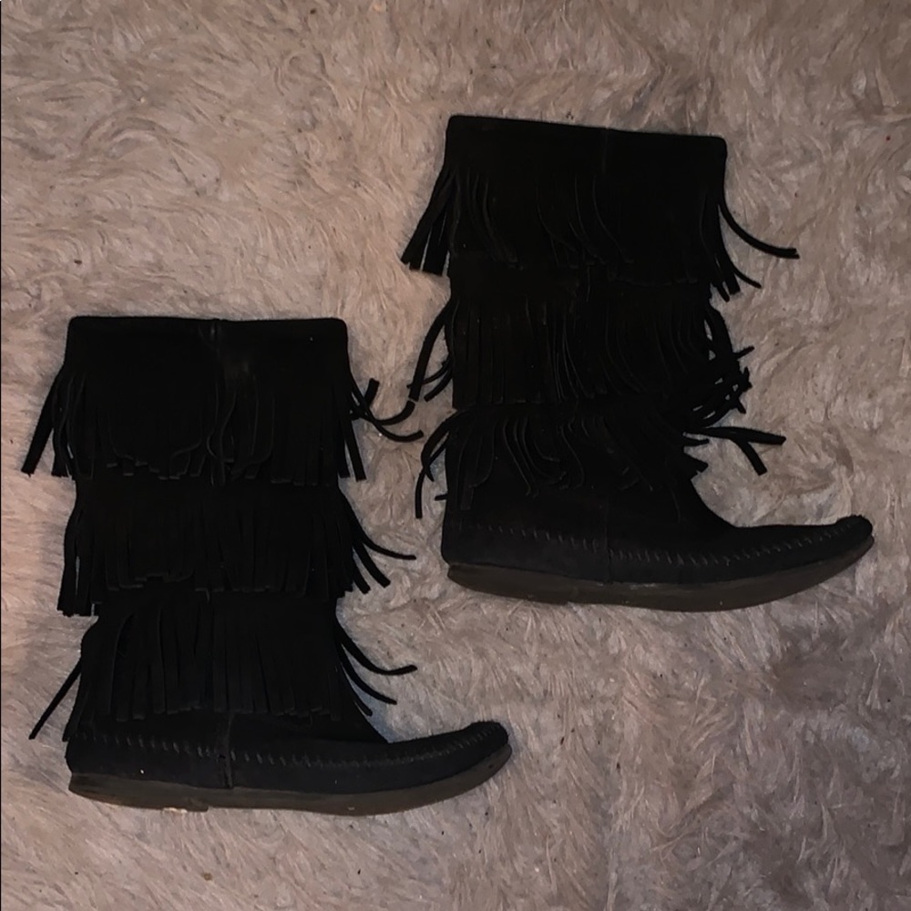Black Fringe Boots